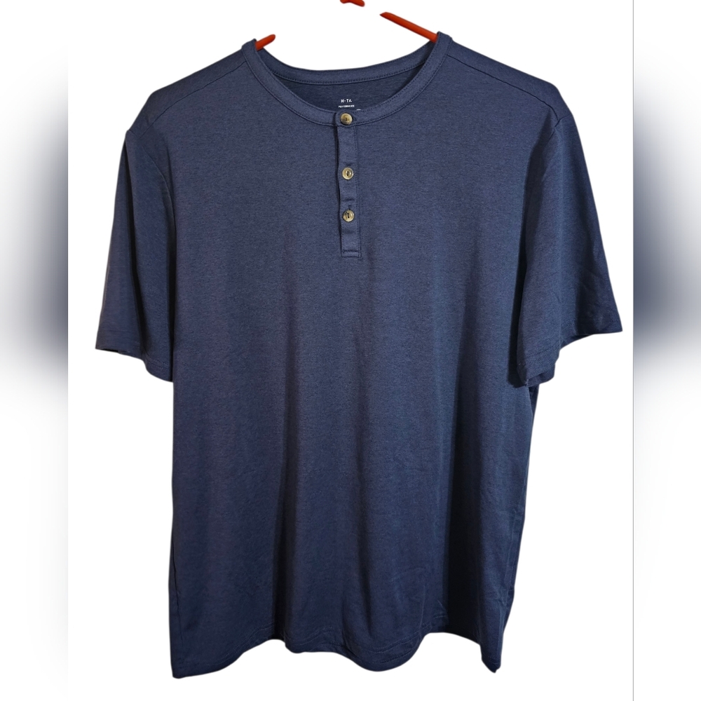 Hawker Rye Mens Medium Tall Henley Navy Blue Recycled Performance Essential Gorp - Picture 2 of 7